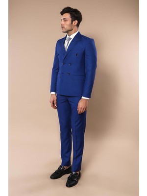 Wessi Erkek Kruvaze Yelekli  slim Fit Takım Elbise