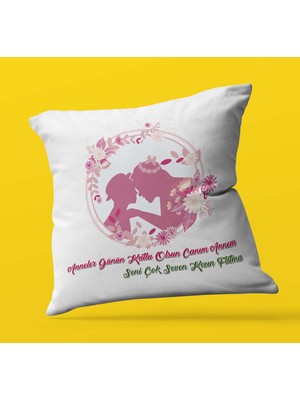 Armağan Zengini Kişiye Özel Anneler Günü Kutlu Olsun 5 Temalı | Saten Kare Yastık