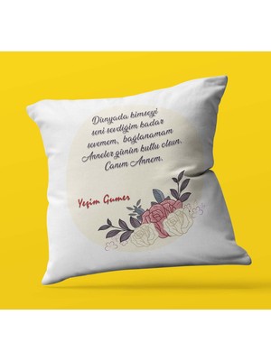 Hediye Zengini Kişiye Özel Canım Annem 4 Tasarımlı | Saten Kare Yastık