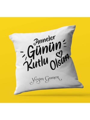 Hediye Zengini Kişiye Özel Anneler Günü Kutlu Olsun 3 Temalı | Saten Kare Yastık