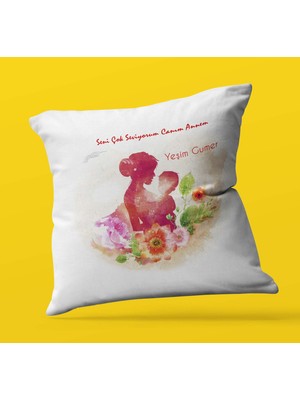 Hediye Zengini Kişiye Özel Seni Çok Seviyorum Canım Annem 2 Tema | Saten Yastık
