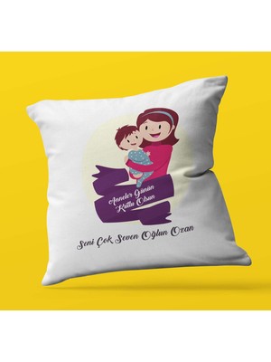 Hediye Zengini Kişiye Özel Anneler Günün Kutlu Olsun 13 Tema | Saten Kare Yastık