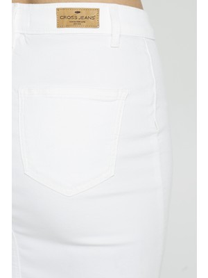 Cross Jeans Janie Beyaz Mini Jegging Etek C 4520-016