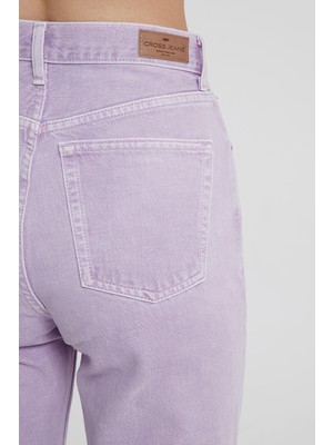 Cross Jeans Diana Lila Rengi Yüksek Bel Dad Straight Fit Pantolon C 4517-006