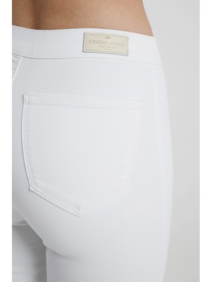 Cross Jeans JANIE Beyaz Yüksek Bel Önü Cepsiz Jegging Jean Pantolon C 4520-013