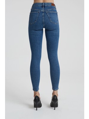 Cross Jeans JUDY Orta Taş İndigo Yüksek Bel Skinny Fit Jean Pantolon C 4521-009