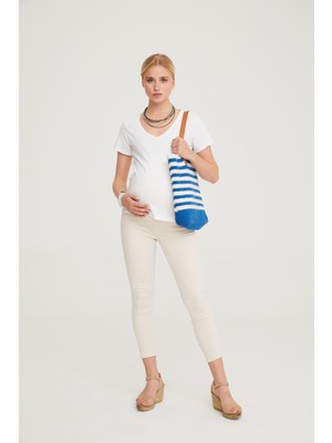 Hamile Süper Strech Tensel Skinny Fit Pantolon Bej 1083