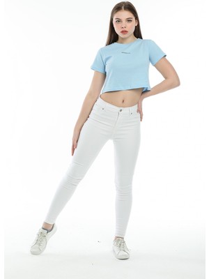 Superlife Crop Örme Brookyn Baskılı T-Shirt