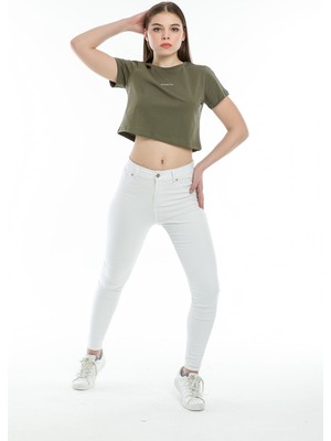 Superlife Crop Örme Brookyn Baskılı T-Shirt