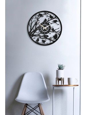 Soft Art Home Black Birds Metal Duvar Saati - 50 x 50 cm