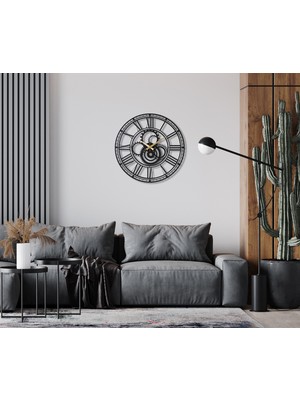 Soft Art Home Black Gear Metal Duvar Saati - 50 x 50 cm