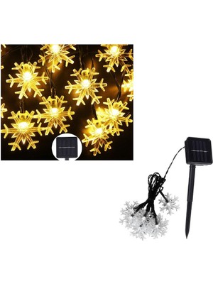 Schulzz Solar 30 LED Ampül 4 mt 8 Mod Güneş Enerjili Dış Bahçe Aydınlatma Dekorasyon Kartanesi Sıcak Beyaz