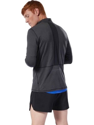 Reebok Run Essentials Yarım Fermuarlı Uzun Kollu T-Shirt Siyah