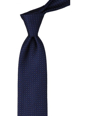 Kravatkolik Lacivert Nokta Desen Mendilli Klasik Kravat KK10422