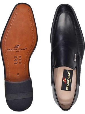 Nevzat Onay Deri Siyah Klasik Loafer Kösele Erkek Ayakkabı -10937-