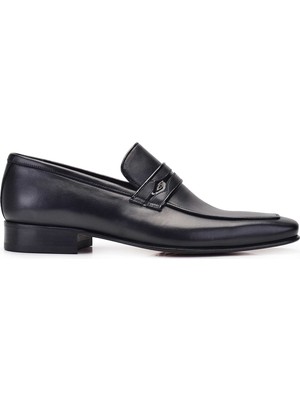 Nevzat Onay Deri Siyah Klasik Loafer Kösele Erkek Ayakkabı -7326-