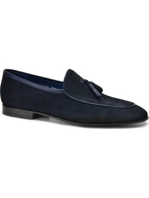 Nevzat Onay Deri Lacivert Klasik Loafer Kösele Erkek Ayakkabı -9911-