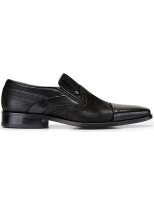 Nevzat Onay Deri Siyah Klasik Loafer Kösele Erkek Ayakkabı -9100-