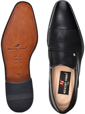 Nevzat Onay Deri Siyah Klasik Loafer Kösele Erkek Ayakkabı -9100-