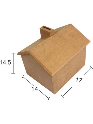 Melek Store  KU366 Ev Ahşap Kumbara Boyanabilir Mdf Kumbara