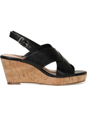 Nine West Zaurıa 1fx Siyah Kadın Dolgu Topuklu Sandalet
