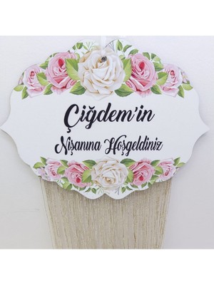 Hayaller Dükkanı Ahşap Yandan Desenli Nişan Kapı Süsü Uv Baskı