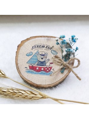 Hayaller Dükkanı 30 Adet  Ahşap Magnet Bebek Şekeri Uv Baskılı Çiçek Süslü 6-8 cm