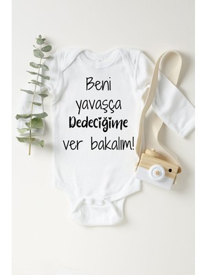 Limon Beni Yavaşça Dedeciğime Verin Uzun Kol Çıtçıtlı Bebek Body