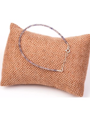 Taş Sandığı Çok Ince Iyolit Gümüş Bileklik - 2,2 mm