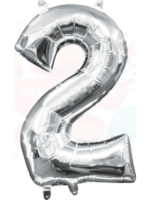 Nedi Folyo Balon 100 Cm Rakam Şişirilmemiş Gümüş (2 Rakamı) 10763