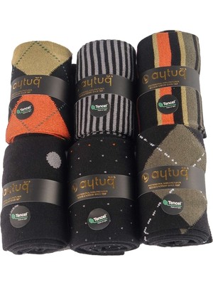 Aytuğ Erkek Premium Lyocell Çorap 6'lı - Siyah/renkli