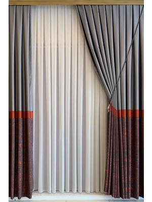 Perhal Ince Çizgi Desenli Etekleri Kurşunlu 1-3 Sık Pileli 200 x 200 cm Tül Perde