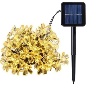 Çiçek Motifli Güneş Enerjili Su Geçirmez 50 LED Solar Bahçe Işıldağı Sıcak Beyaz 7 M
