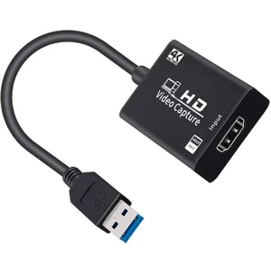 4K HD Video Capture Kablo, USB HDMI Adaptör Çevirici Siyah