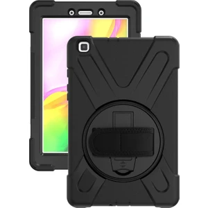 Samsung Galaxy Tab A 10.1 T510 Kılıf T515 T517 Defender Standlı Askılı Tank Zırhlı Case Siyah
