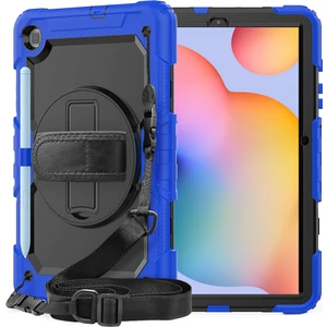 Samsung Galaxy Tab A 10.1 T510 Kılıf T515 T517 Defender Standlı Askılı Tank Zırhlı Case Mavi