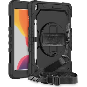 Apple iPad 9. 8. 7. Nesil 10.2" Kılıf Defender Standlı Askılı Tank Case Juji 2019 2020 2021 Siyah