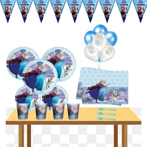 Parti Seza Karlar Ülkesi Elsa 16 Kişilik Mavi Doğum Günü Parti Malzemeleri Süsleri Seti