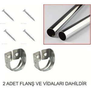 ATSIZ AKSESUAR 50-100 cm Arası Askı Borusu ve 2 Adet 2 Delikli Flanş Montaj Vidaları Dahil