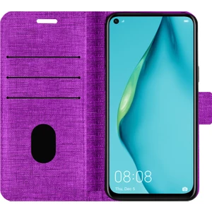 Huawei P40 Lite Kılıf Fitcase Fabric Kapaklı Cüzdanlı