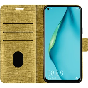 Huawei P40 Lite Kılıf Fitcase Fabric Kapaklı Cüzdanlı