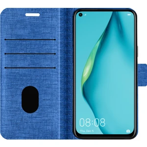 Huawei P40 Lite Kılıf Fitcase Fabric Kapaklı Cüzdanlı