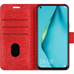 Huawei P40 Lite Kılıf Fitcase Fabric Kapaklı Cüzdanlı
