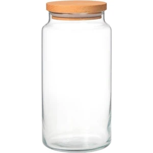 Bizim Ev Cam Kavanoz Saklama Kabı, Baharatlık Bambu Kapaklı ve Vakumlu 1300 ml.