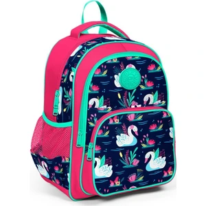 Yaygan Coral High Kids Neon Mercan Lacivert Kuğu Desenli Üç Bölmeli Okul Çantası