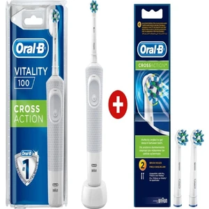Vitality 100 Cross Action White Elektrikli Diş Fırçası + 2'li Yedek Başlık