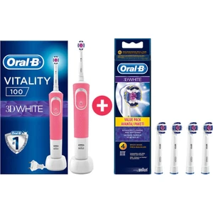 D100 3D White Pembe Vitality Şarjlı Diş Fırçası + 4'lü Yedek Başlık