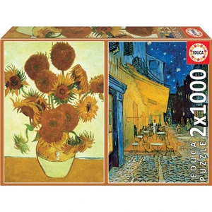2X1000 Parça Cafe Terasta Gece ve Ayçiçekleri 18491