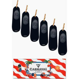 Carnaval Socks 6'lı Siyah Babet Renkli Kaymaz Slikonlu Babet Çorap