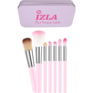 Izla 7'li Fırça Seti Metal Kutulu Pembe